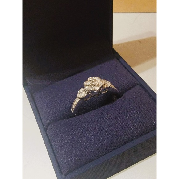 Antique Style Diamond Designer Ring Sterling Silver Engagement Anniversary 5.25 - Picture 7 of 10